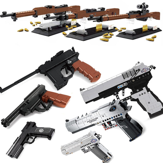 Technique Guns Kit Revolving Pistol Sets SWAT Military WW2 Weapons Model Building Blocks Boy Toys Desert Eagle Army Mark Handgun