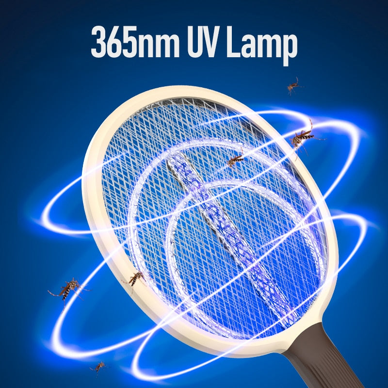 Two-in-One Mosquito Killer Lamp Electric shocker 365nm UV Light Bug Zapper Trap Flies Insect USB Rechargeable Summer Fly Swatter