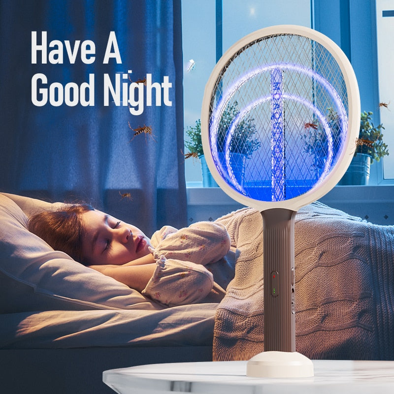 Two-in-One Mosquito Killer Lamp Electric shocker 365nm UV Light Bug Zapper Trap Flies Insect USB Rechargeable Summer Fly Swatter