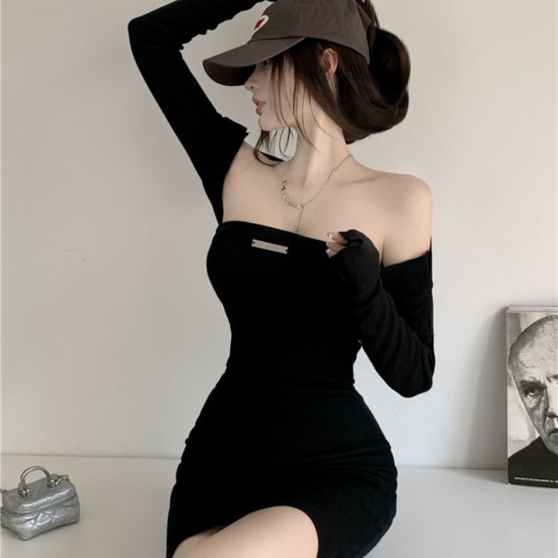 Spring and Autumn New Slim and Sexy Shawl Top for Women's Bras, Spicy Girls, Sexy Dress, Hip Wrap Short Skirt Set for Women